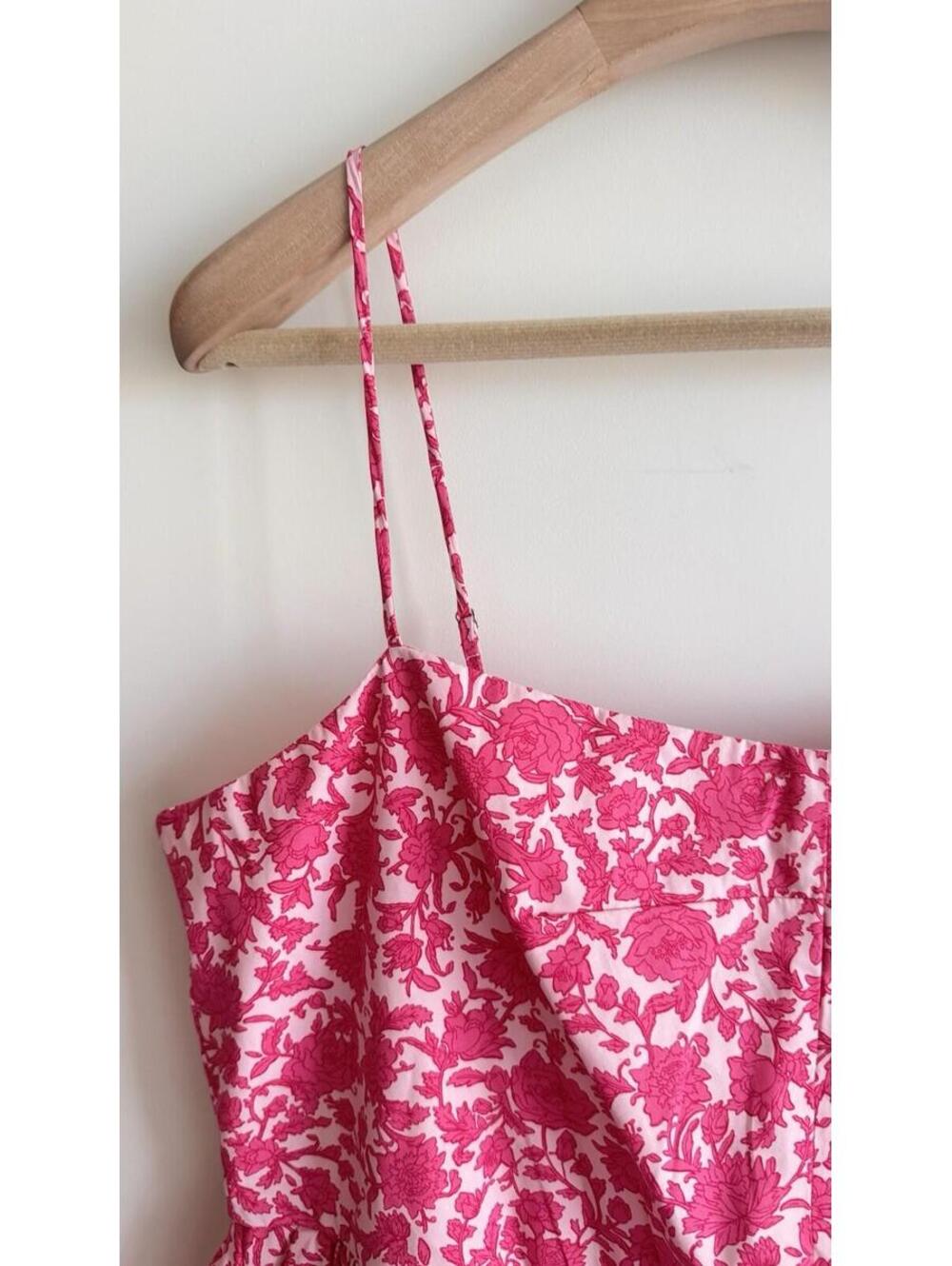 J.Crew A-Line Cotton Poplin Midi Dress Rosebud Floral Pink Size 16 NWT - Picture 8 of 9